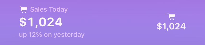 The Sales Today widget's rectangular and circular faces on the Lock Screen